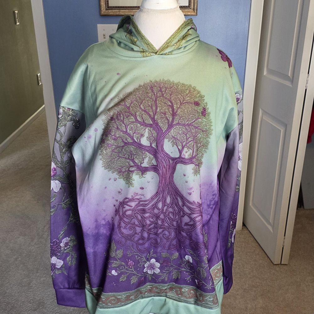 Vibrant Tree Design Hoodie
